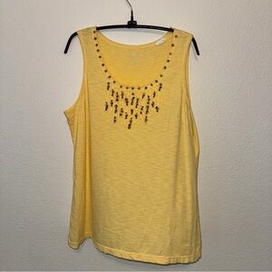 Chico's Yellow Beaded Detailed Tank.